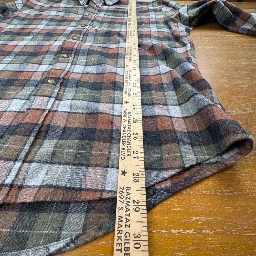 Pendleton Mason Men’s Plaid Flannel Shirt Button Down Orange Brown Cream Green - Picture 8 of 10